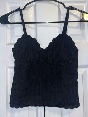 Wilfred Black Scalloped Knit Tank Top